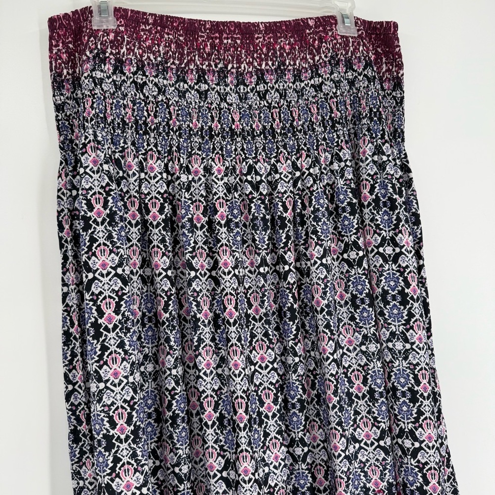 J. Jill Maxi Skirt Pull On Size 2X Wide Elastic-band Waist Satiny Purple pink - Picture 5 of 8